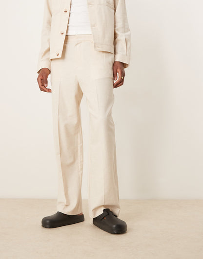 Smart Co-Ord Wide Leg Trousers With Linen