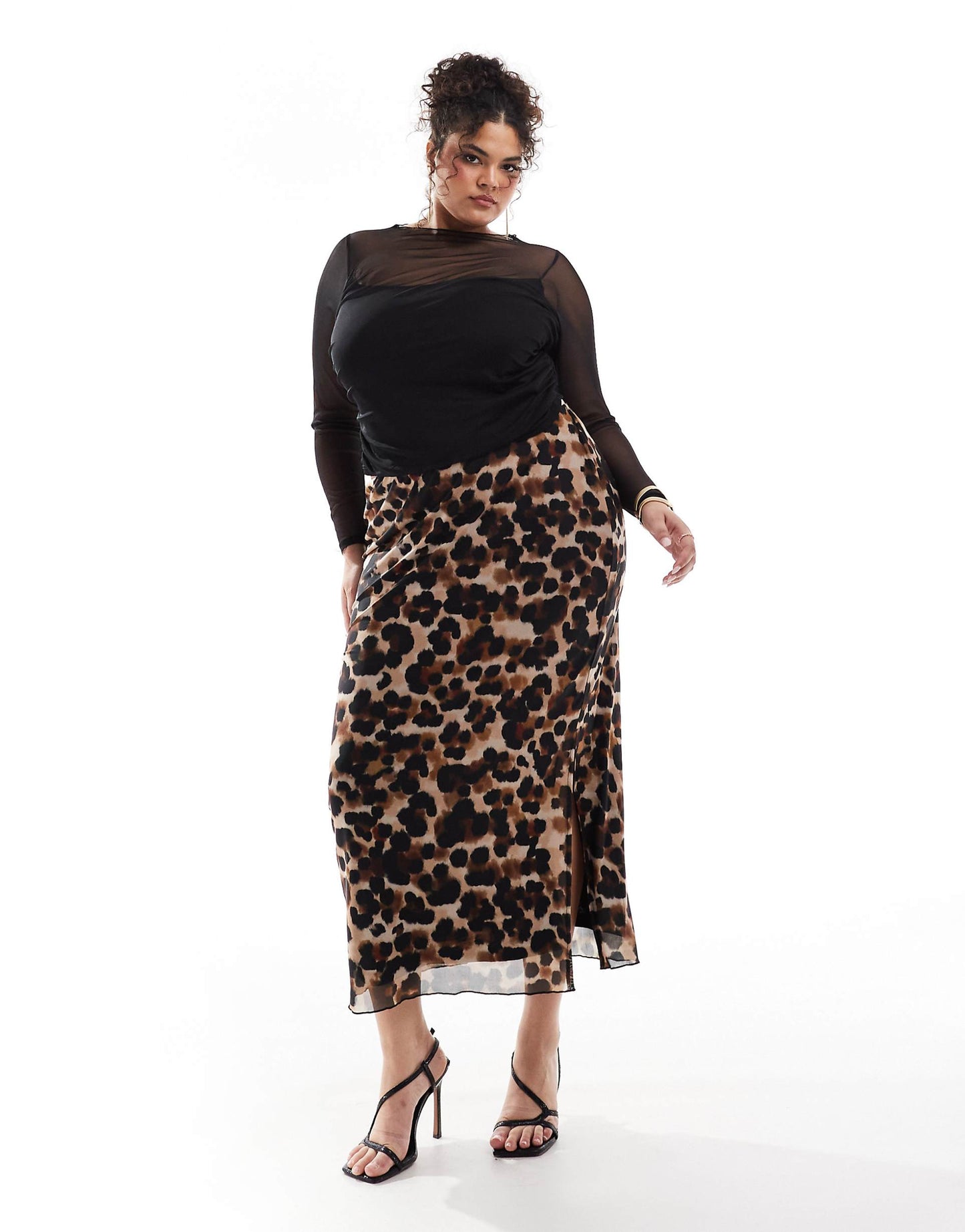 Curve Mesh Midi Skirt