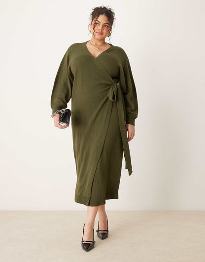 Curve Beau Wrap Knit Midaxi Dress