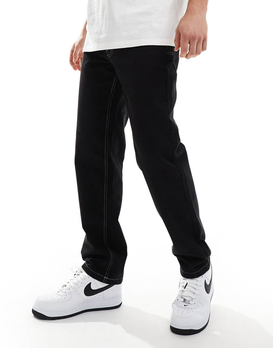 Straight Leg Carpenter Trousers With Contrast Stitch