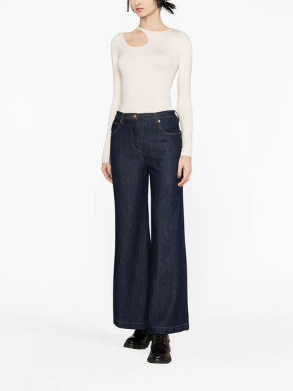 Wide-Leg Flared Jeans