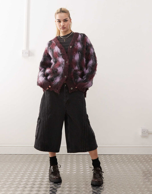 Amoeba Check Cardigan