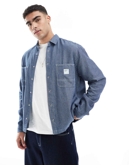 Boxy Denim Shirt With Badge