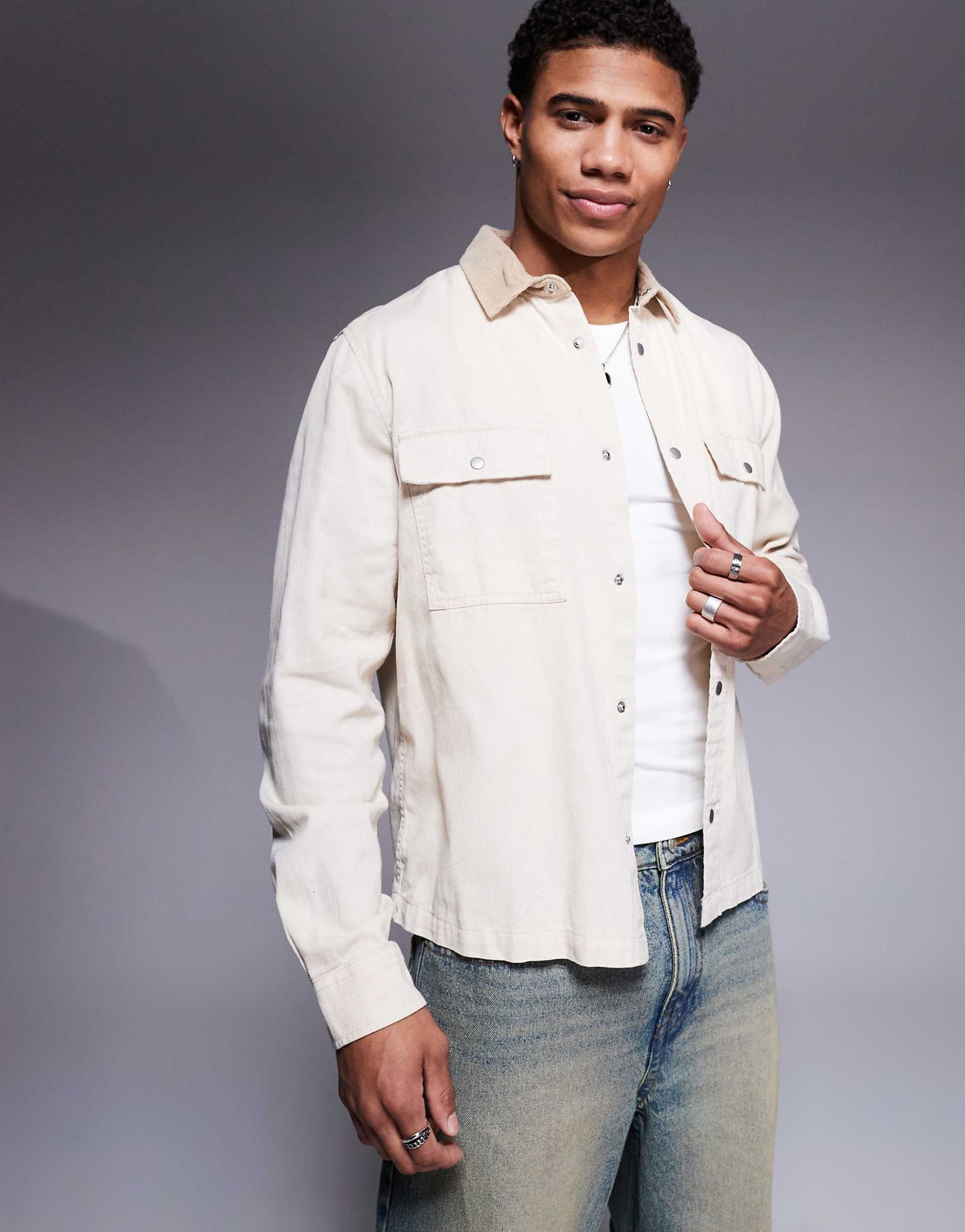 Boxy Textured Overshirt