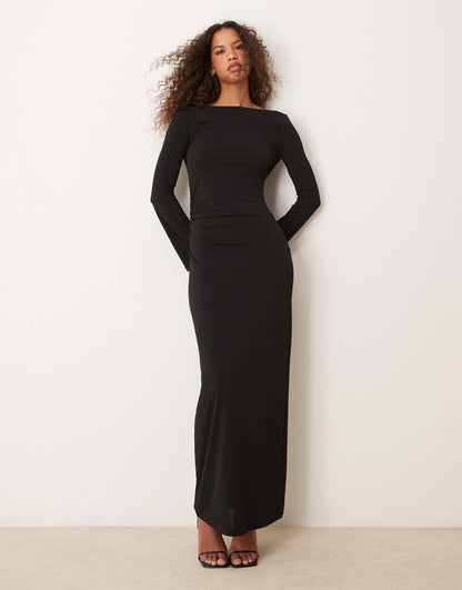 Bell Sleeve Slash Neck Maxi Dress