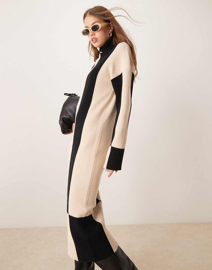 Knitted High Neck Maxi Dress