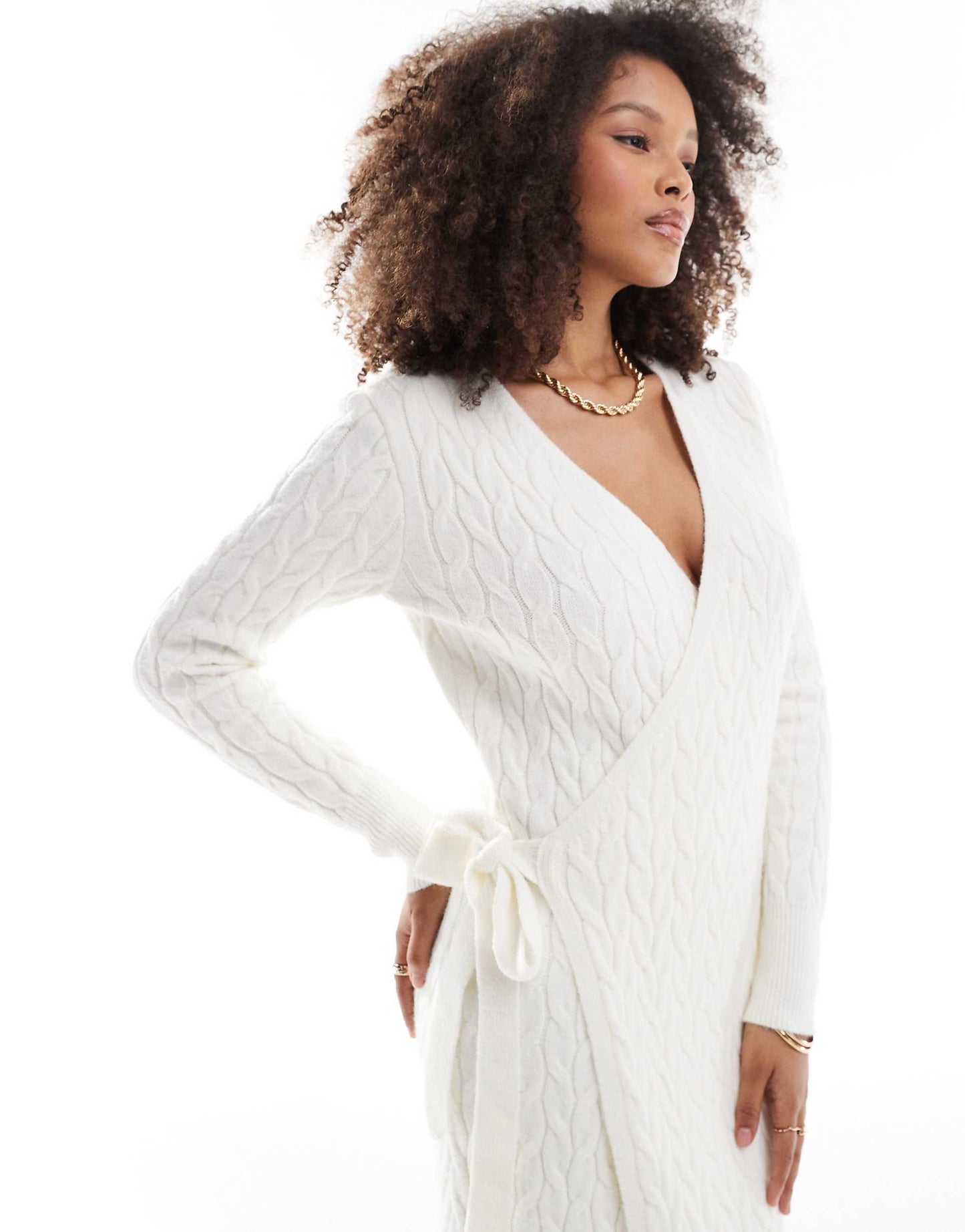 Cable Knit Wrap Midaxi Dress