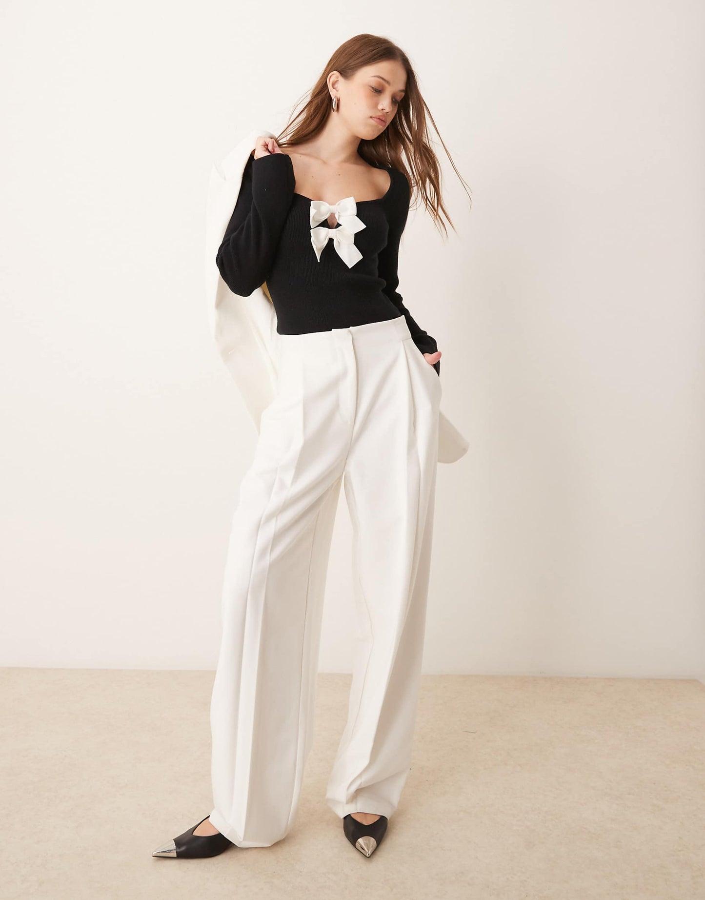Knitted Bow Detail Top