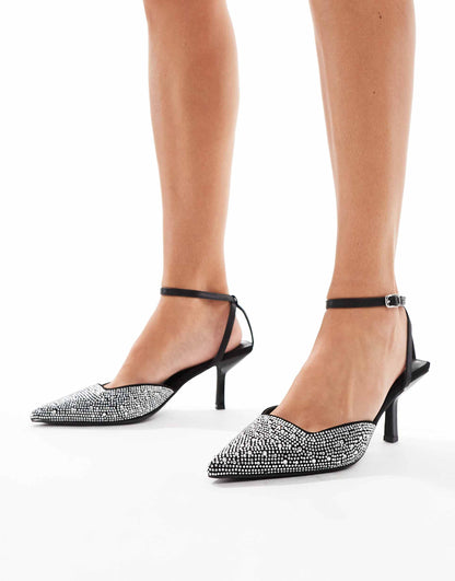 Embellished Low Kitten Heel