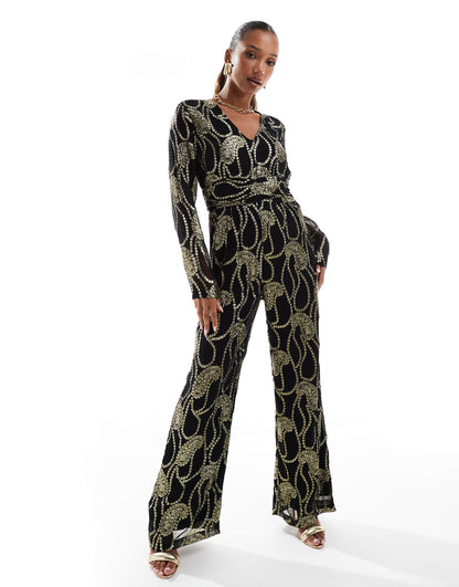 Metallic Paisley Jumpsuit