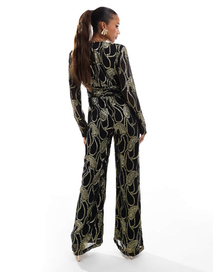 Metallic Paisley Jumpsuit