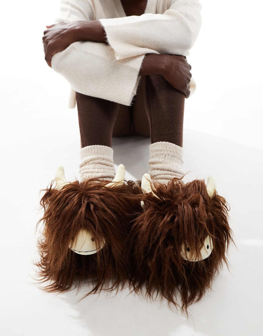 Long Hair Highland Cow Slipper