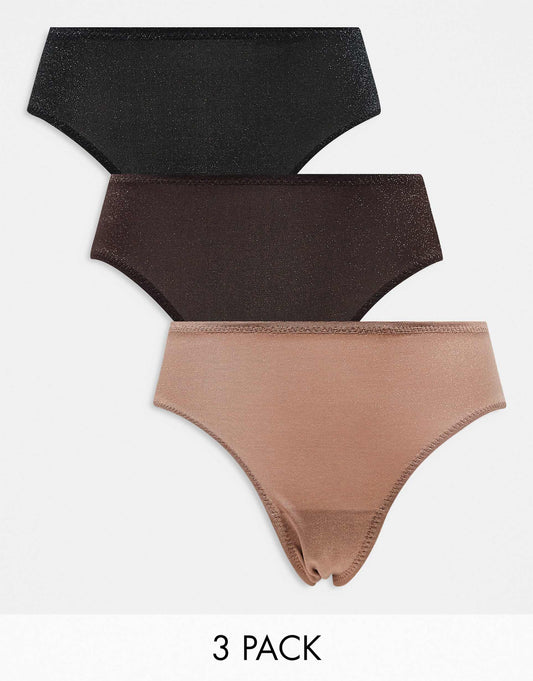 3 Pack Glitter Brazilian Brief