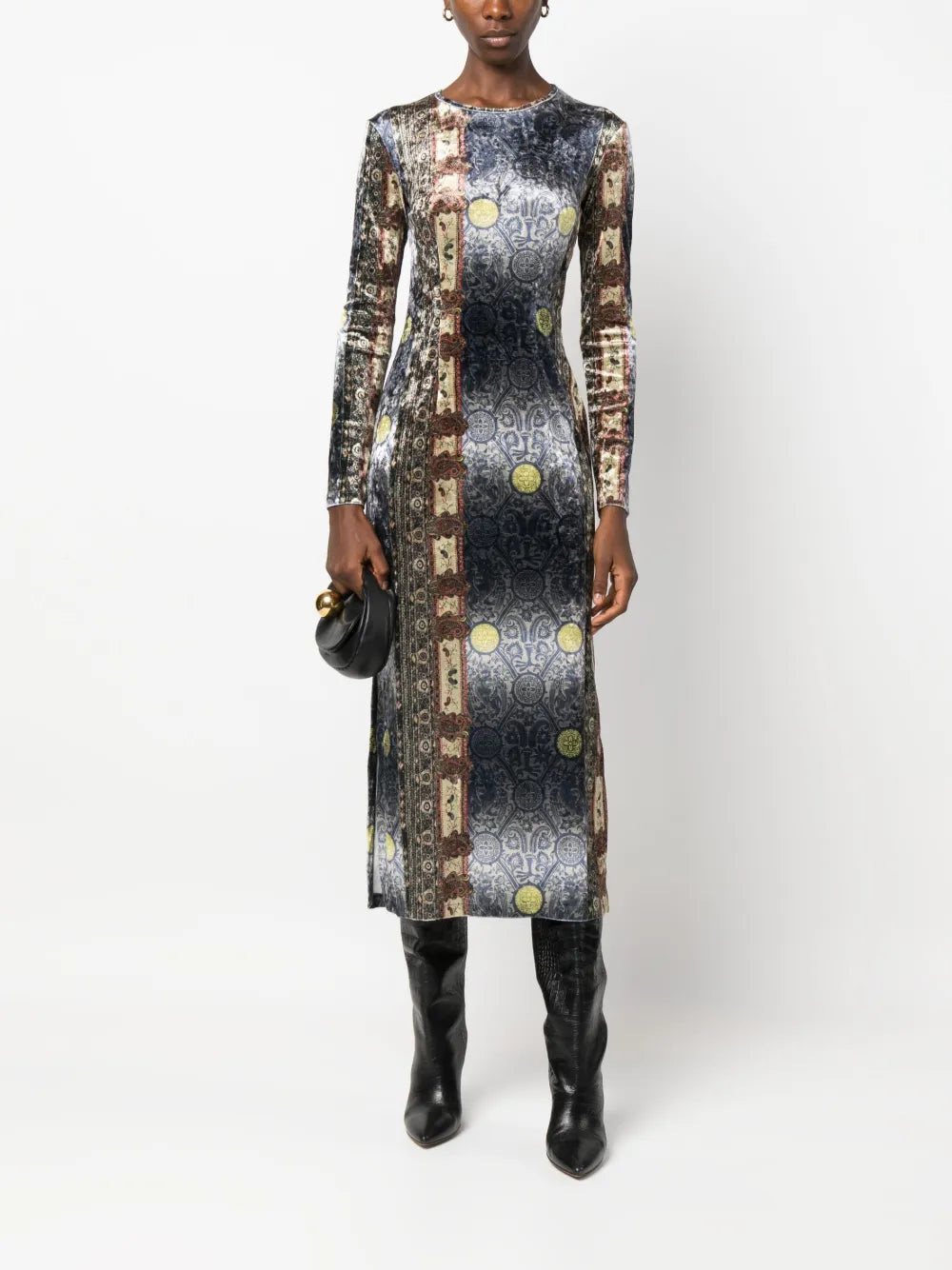 Graphic-Print Long-Sleeve Dress