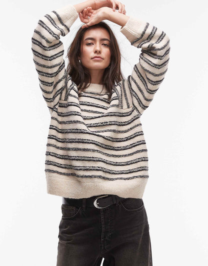 Knitted Forward Seam Stripe Jumper
