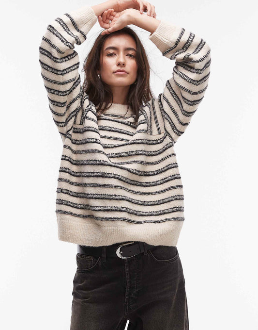 Knitted Forward Seam Stripe Jumper