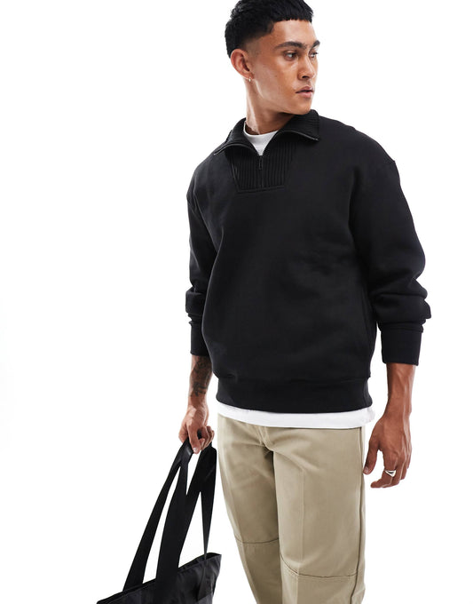 Ribbed Neck 1/4 Zip Jumper