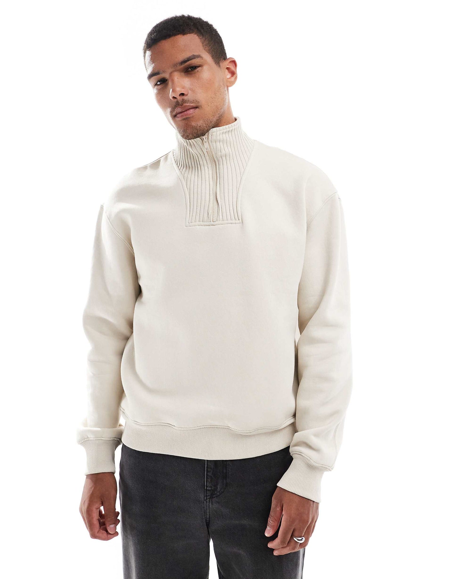 Ribbed Neck 1/4 Zip Jumper