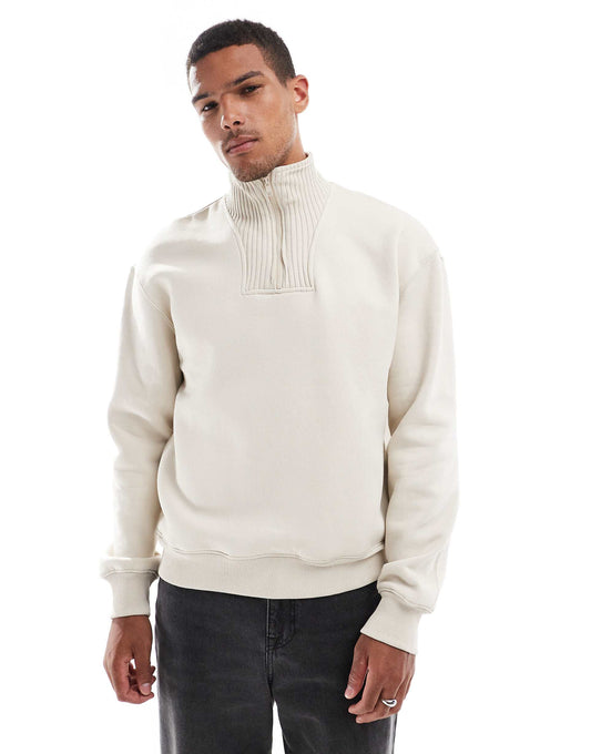 Ribbed Neck 1/4 Zip Jumper