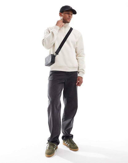 Ribbed Neck 1/4 Zip Jumper