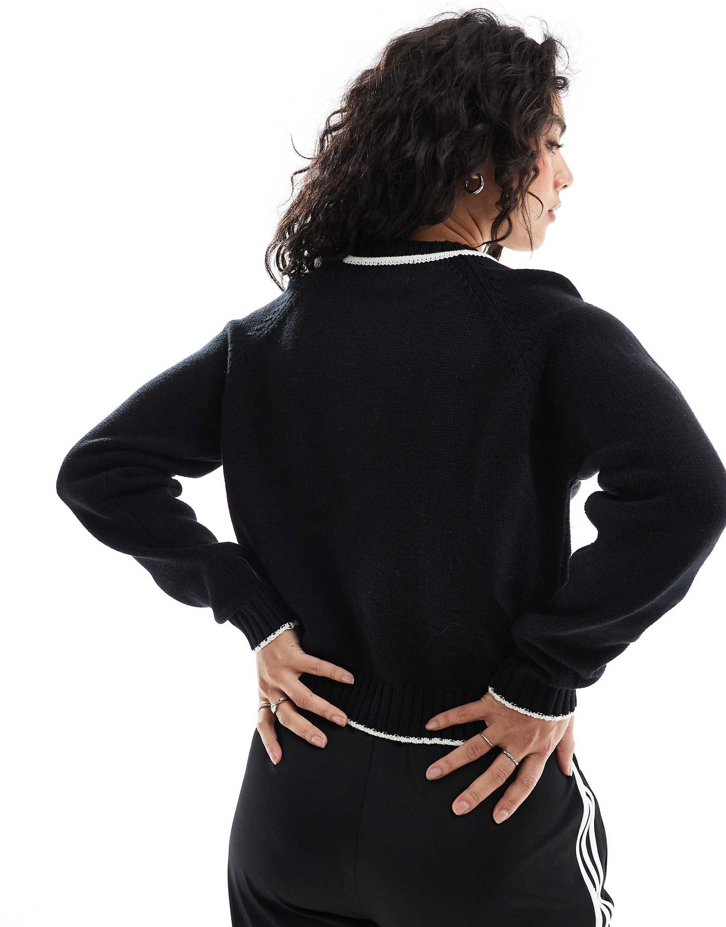 Crew Neck Jumper With Fashioning Detail And Tipping