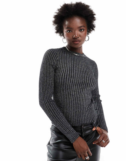 Long Sleeve Ribbed Knit Top