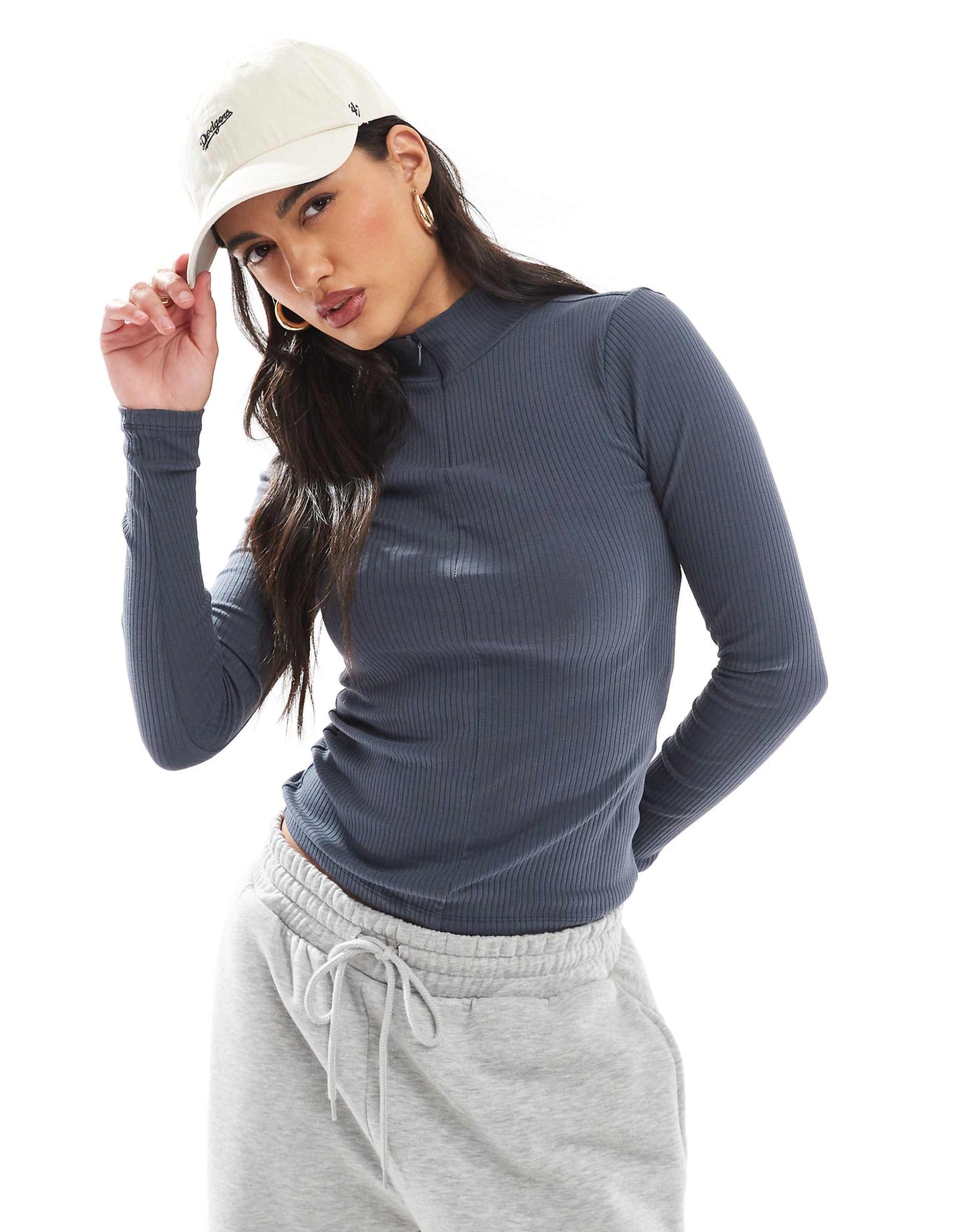Ribbed Jersey Double Zip Top