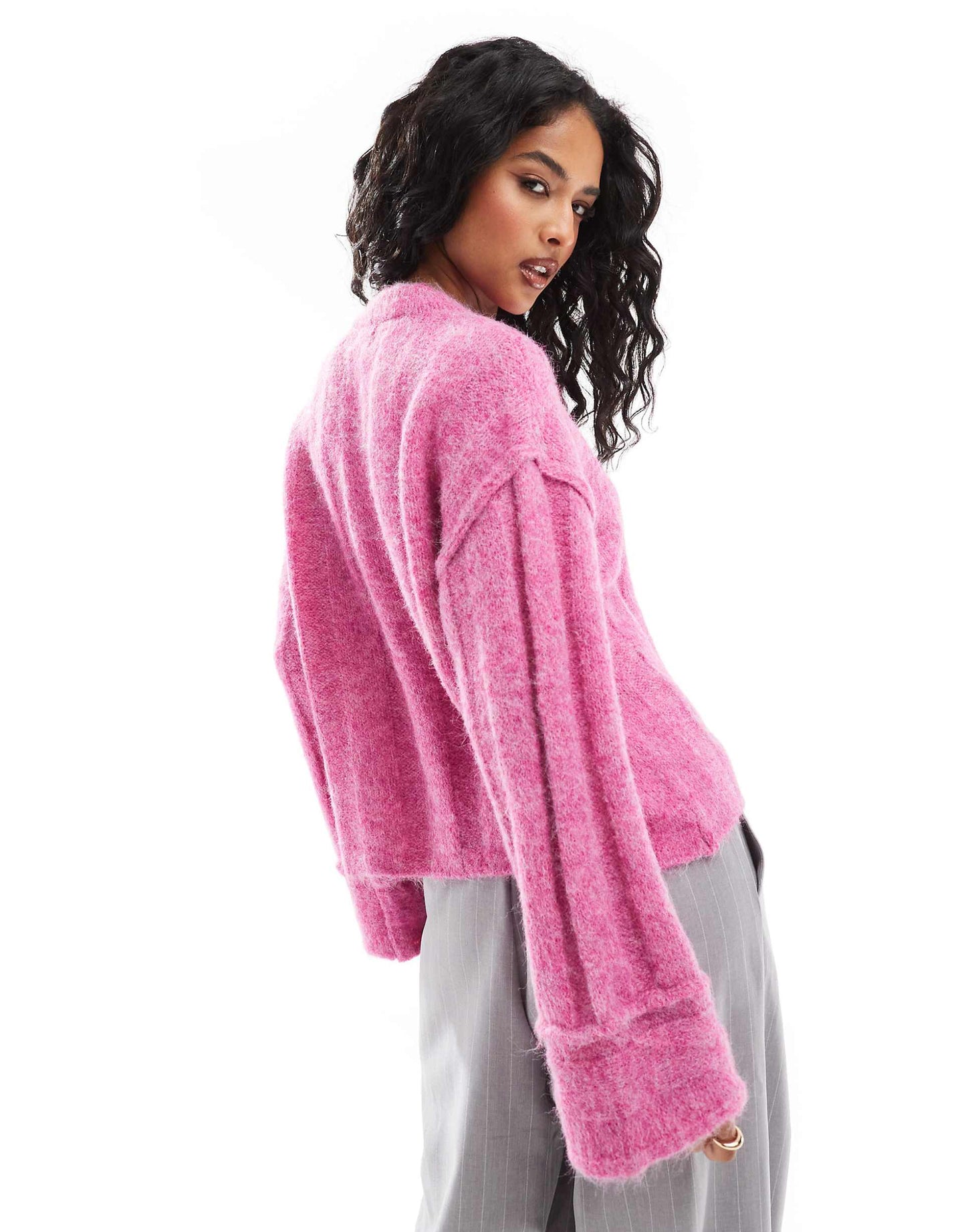 Ribbed Knit Jumper With Wide Sleeves