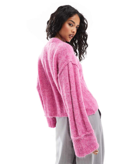Ribbed Knit Jumper With Wide Sleeves