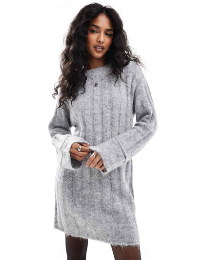 Knitted Mini Dress With Wide Sleeves