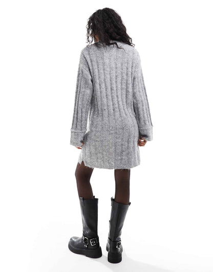 Knitted Mini Dress With Wide Sleeves
