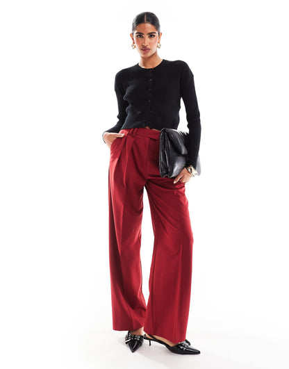 Tailored Wide Leg Trousers With Pleat Detail