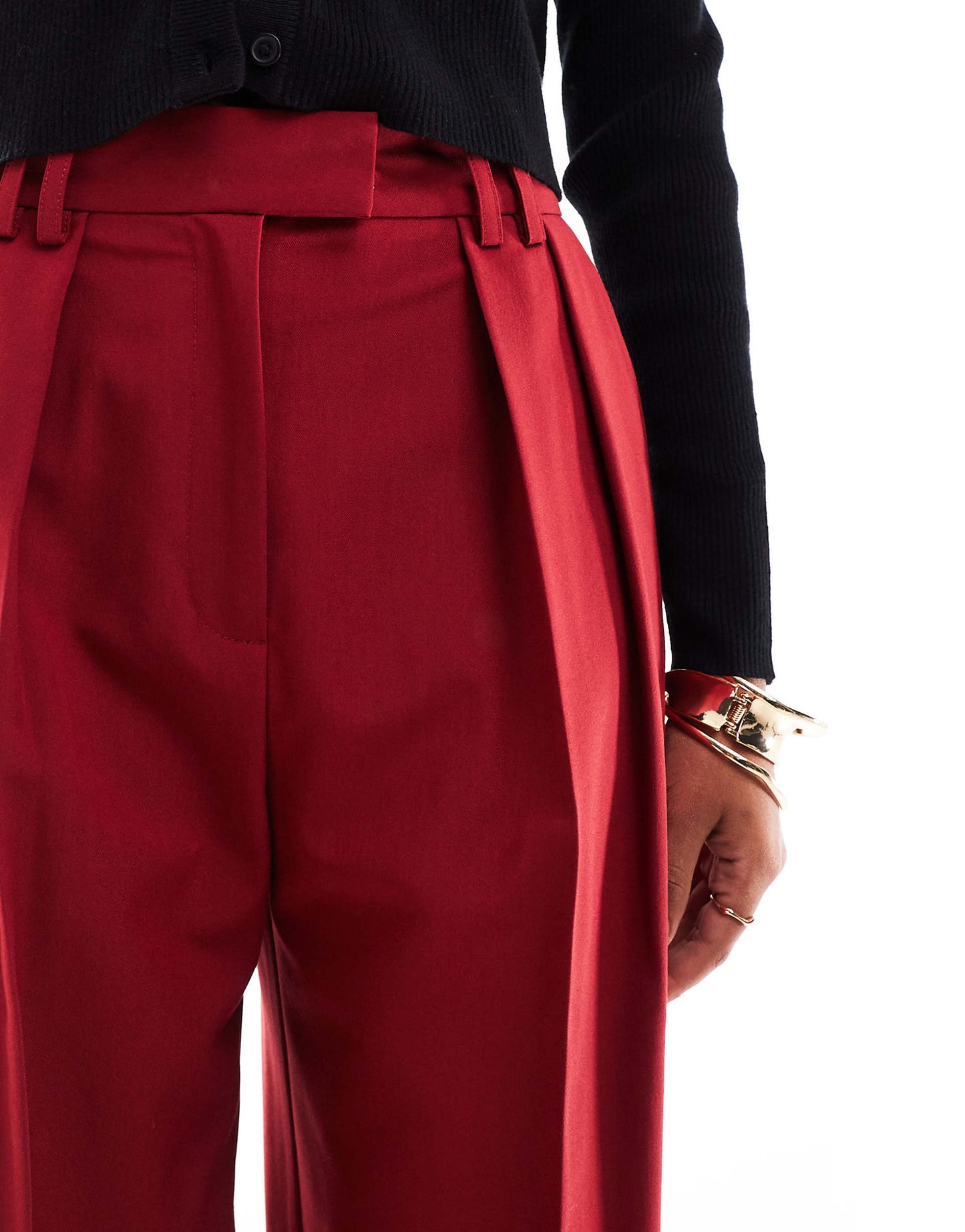 Tailored Wide Leg Trousers With Pleat Detail