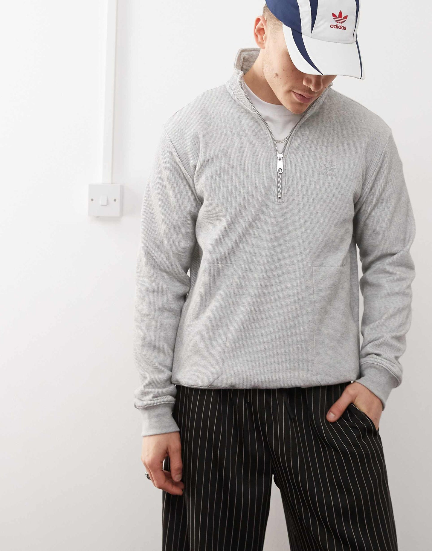 Originals Trefoil Essentials Waffle 1/4-Zip Sweat