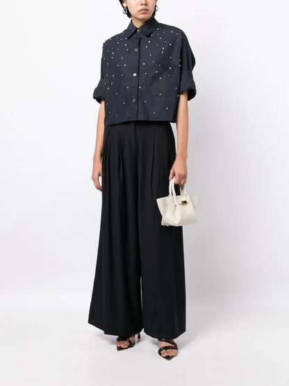 Pressed-Crease Palazzo Trousers