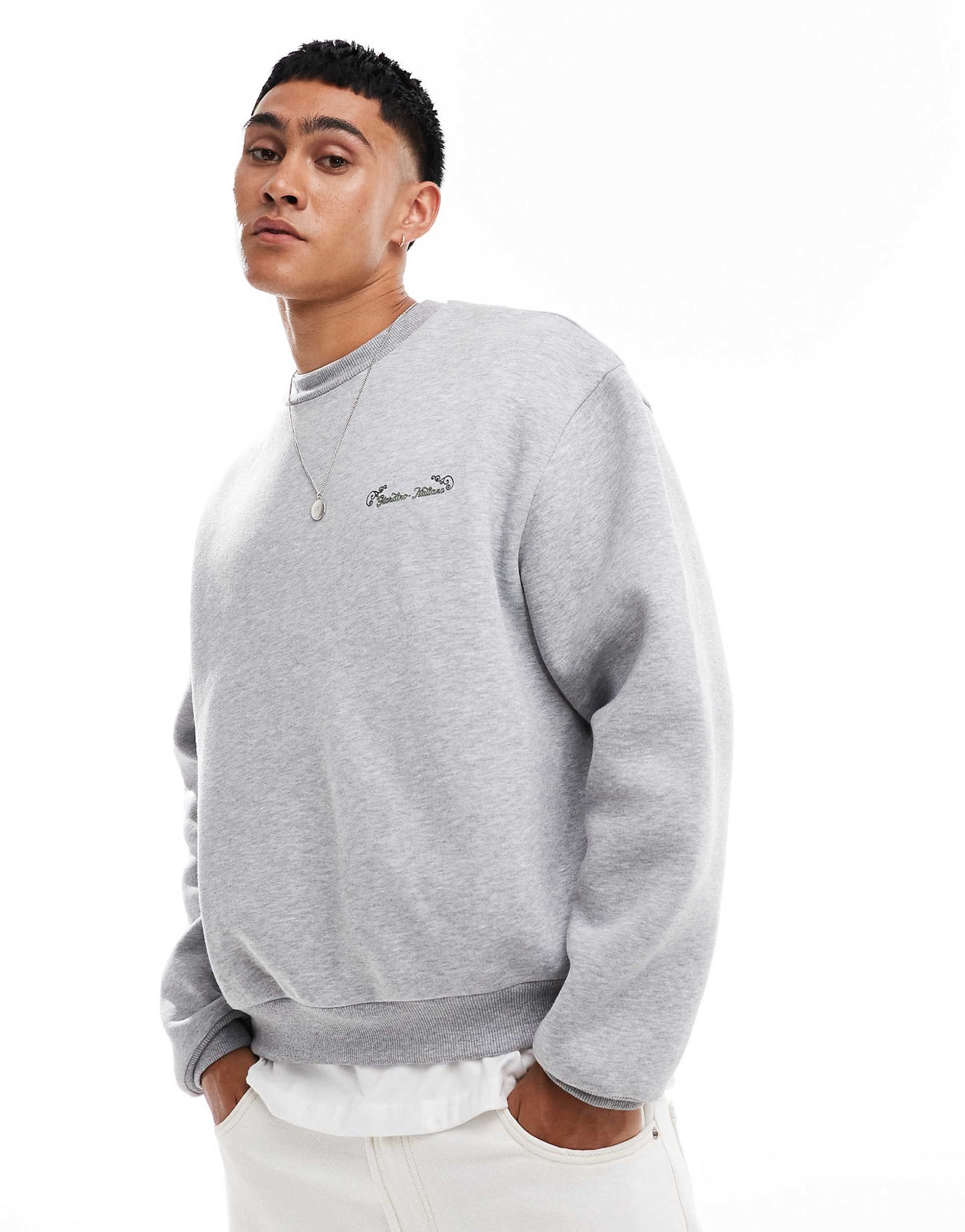 Boxy Oversized Crew With Front And Back Flower Print