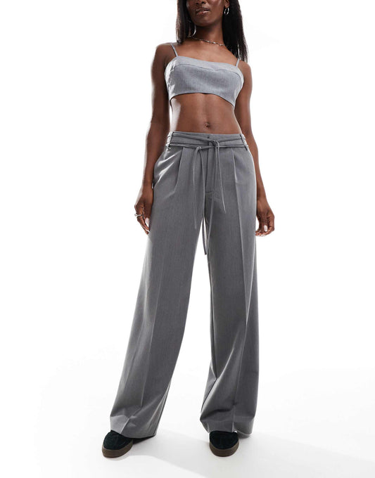Bow Belt Wide Leg Trousers