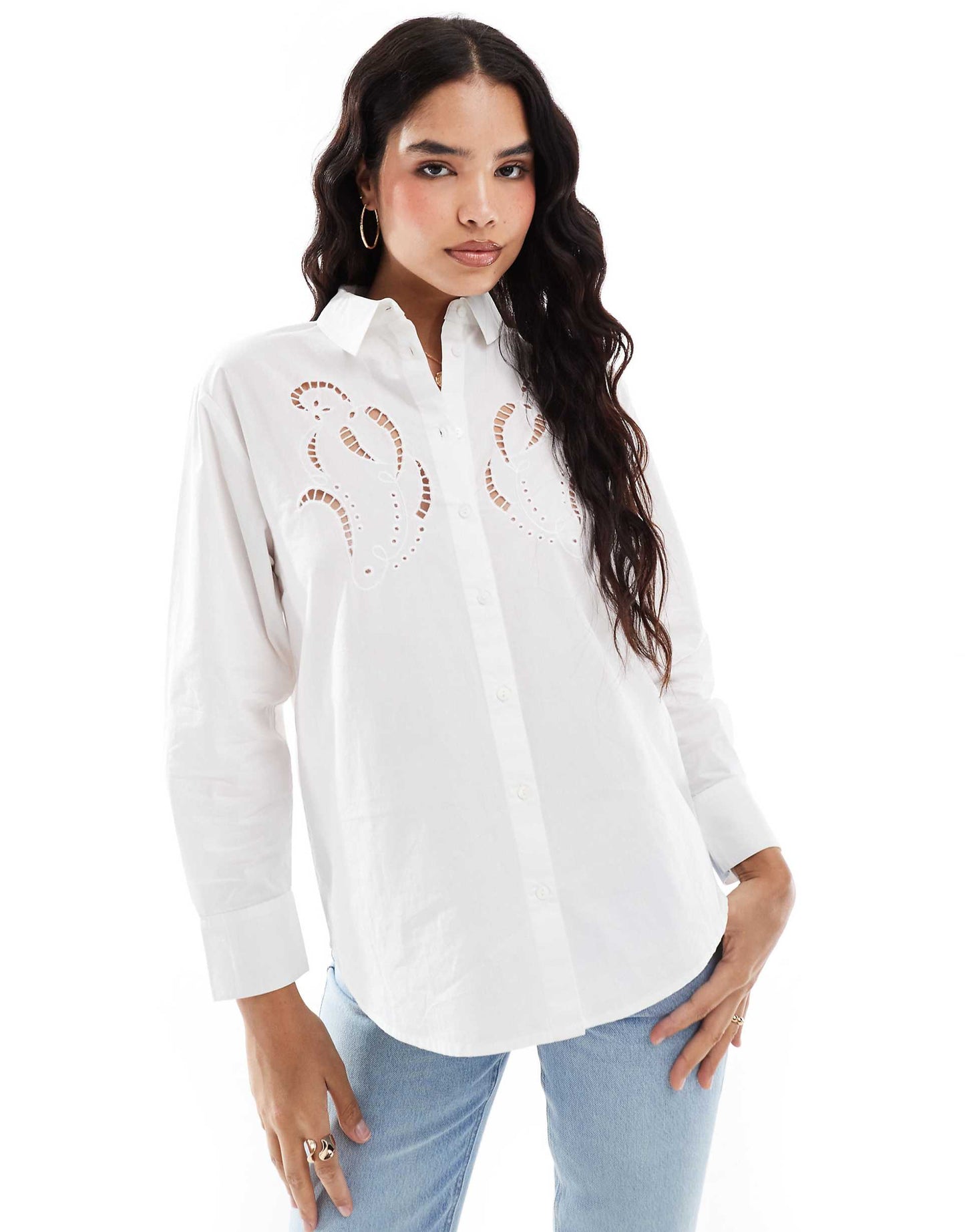 Embroidery Detail Poplin Shirt
