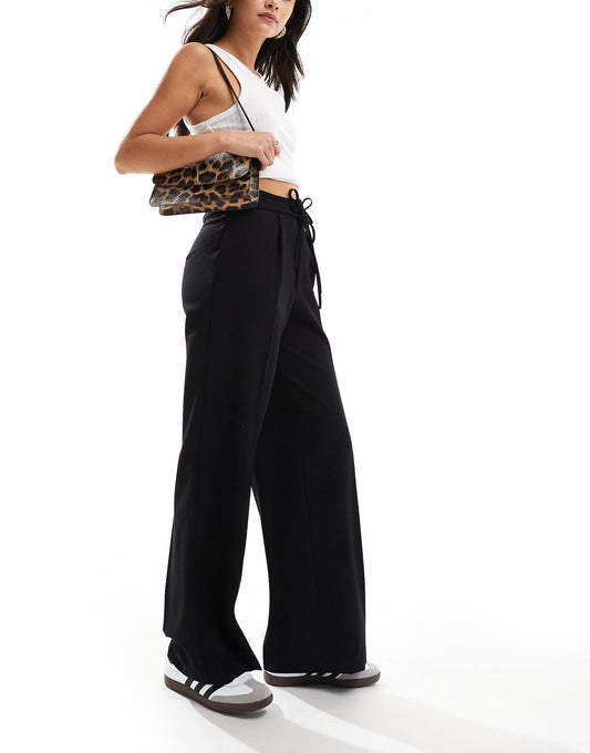 Bow Belt Wide Leg Trousers