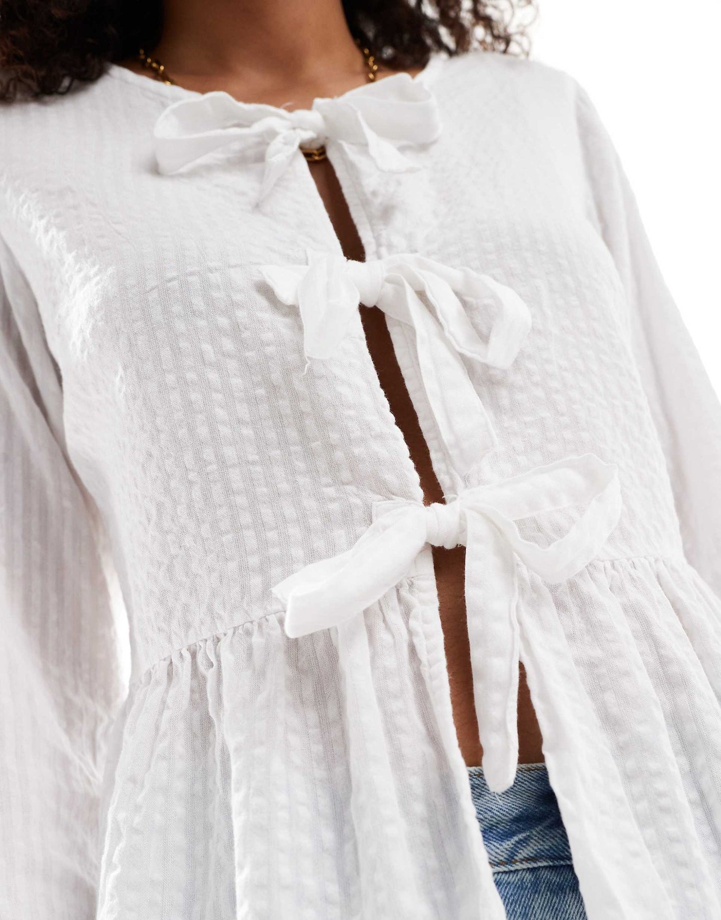 Bow Front Puff Sleeve Top