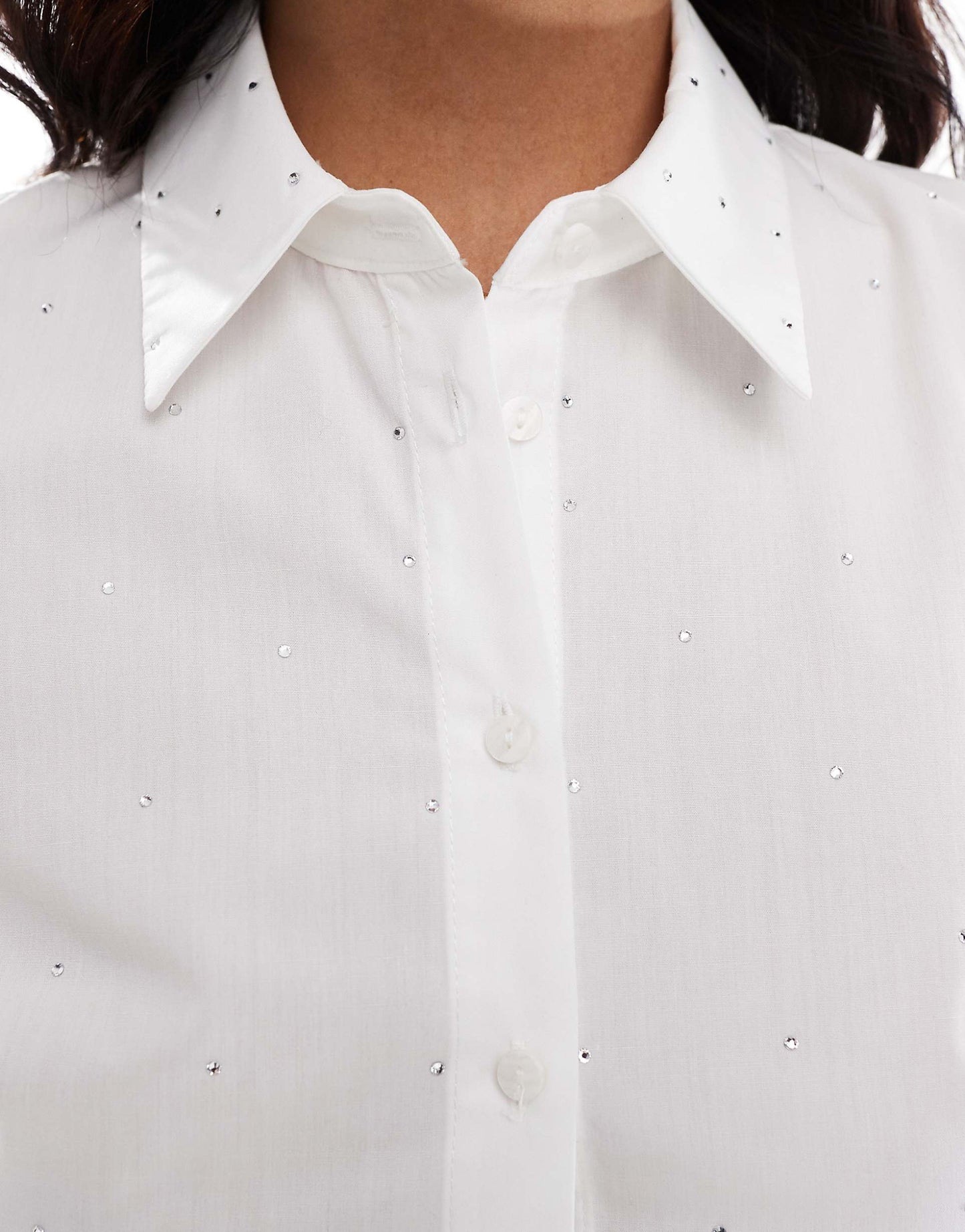 Hotfix Detail Cropped Shirt