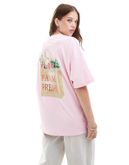 Oversized T-Shirt With Farmers Market Graphic