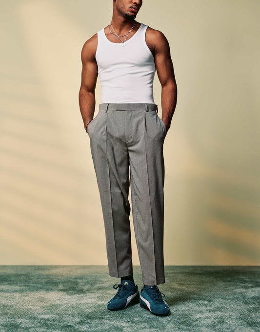 Smart Oversized Tapered Microtexture Trousers