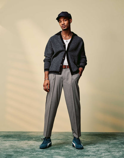 Smart Oversized Tapered Microtexture Trousers