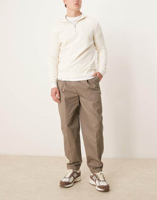 Smart Oversized Tapered Cotton Chino Trousers With Side Adjusters