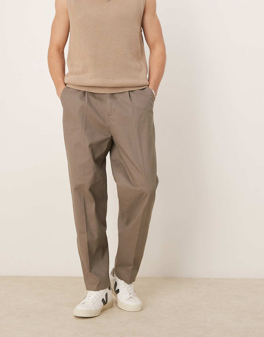 Smart Oversized Tapered Cotton Chino Trousers With Side Adjusters