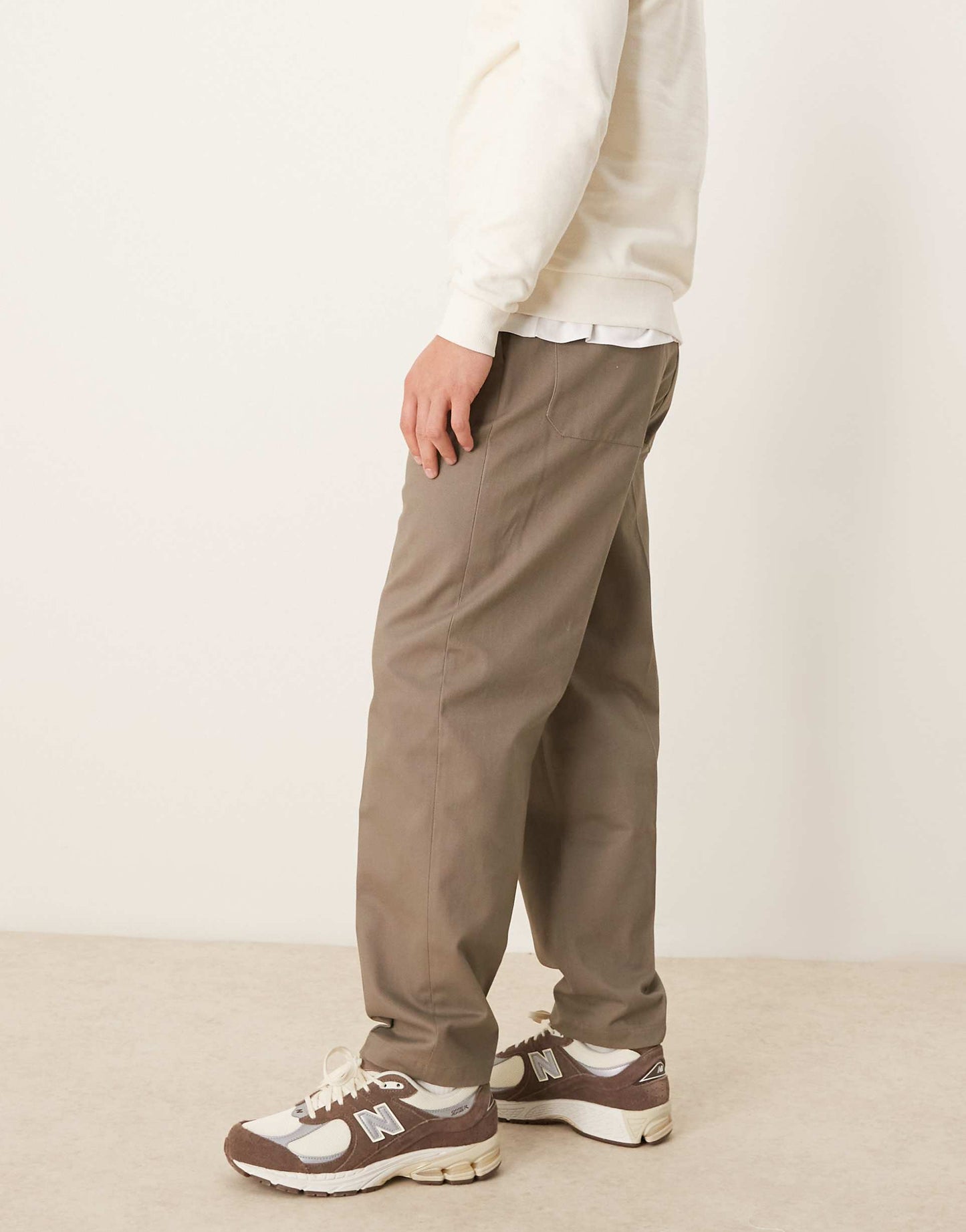 Smart Oversized Tapered Cotton Chino Trousers With Side Adjusters