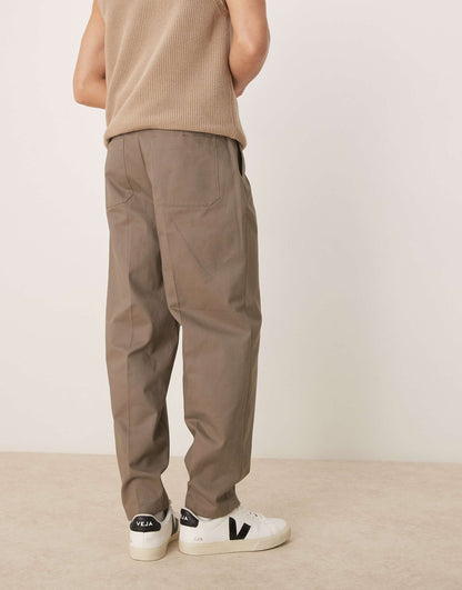 Smart Oversized Tapered Cotton Chino Trousers With Side Adjusters
