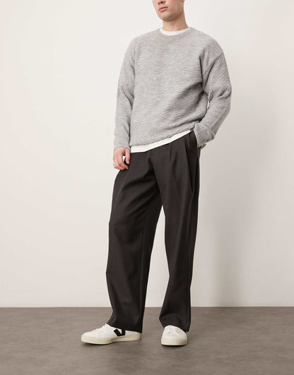 Smart Wide Leg Trousers With Deep Pleats