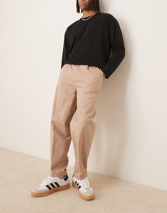 Smart Oversized Tapered Cotton Chino Trousers With Side Adjusters